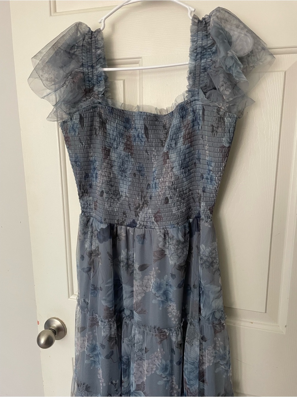Baltic Born Dusty Blue Floral Ruffle Strap Midi Dress - Picture 4 of 4